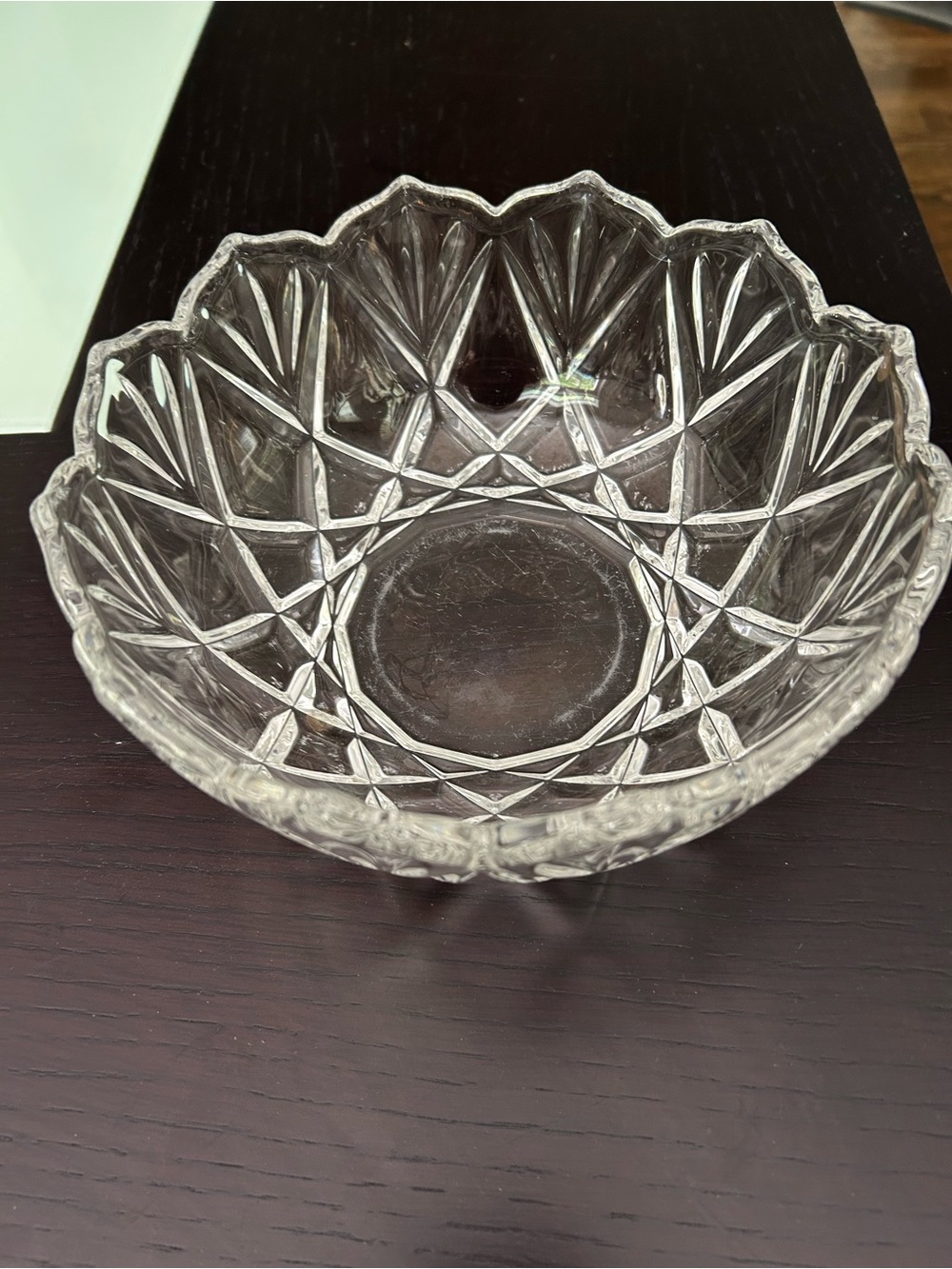 Clear Glass Serving Bowl - Scalloped Edge
